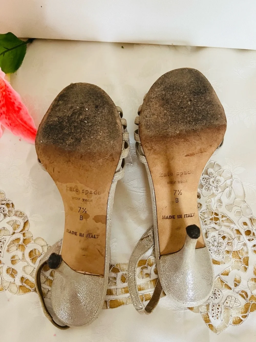 kate spade Champagne Glitter Bow Slingback Heels